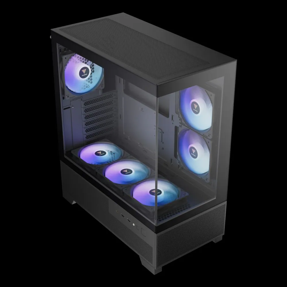 Gamdias Aura GC12 ARGB Tempered Glass Black – 3. kép