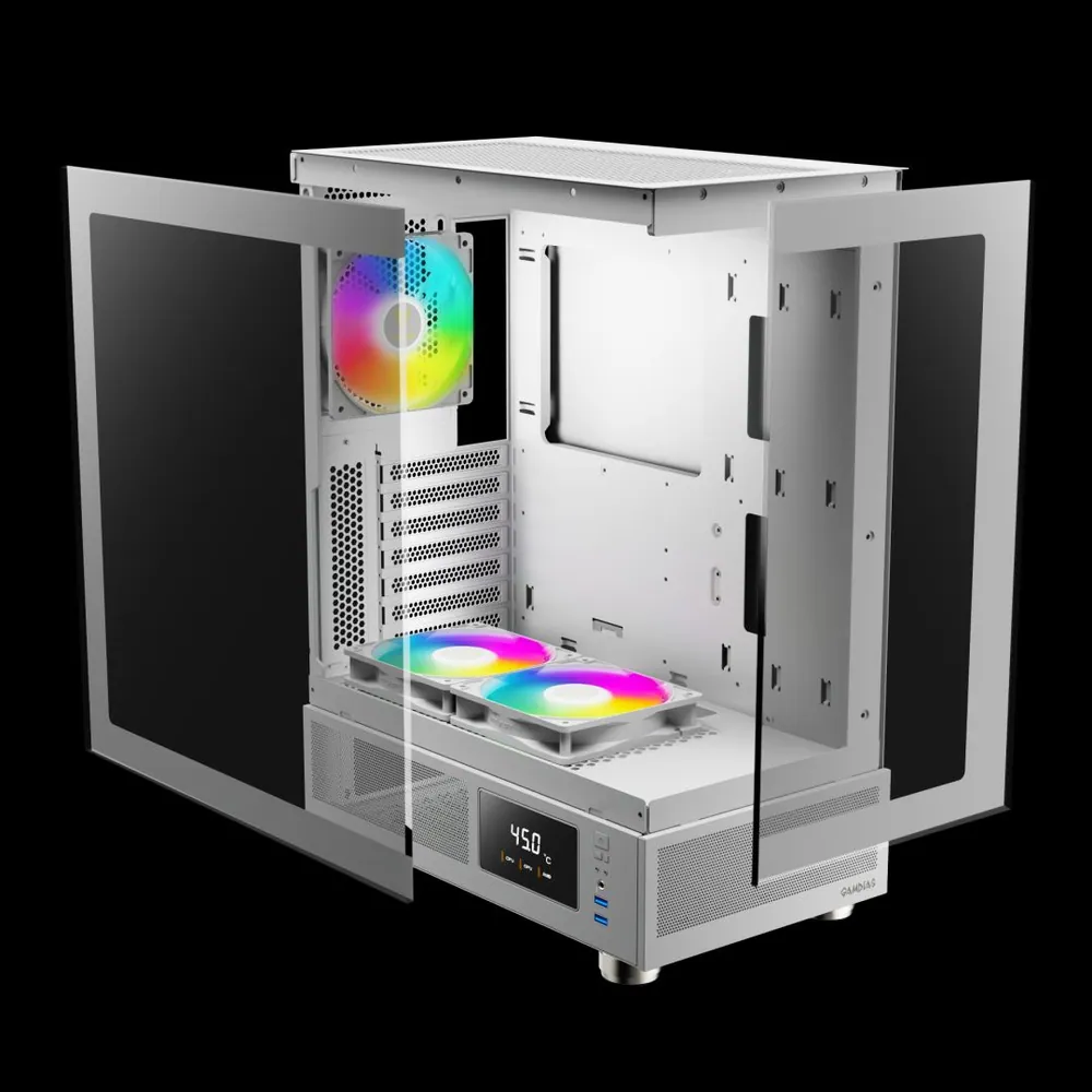 Gamdias Atlas E1 ARGB Tempered Glass White – 4. kép