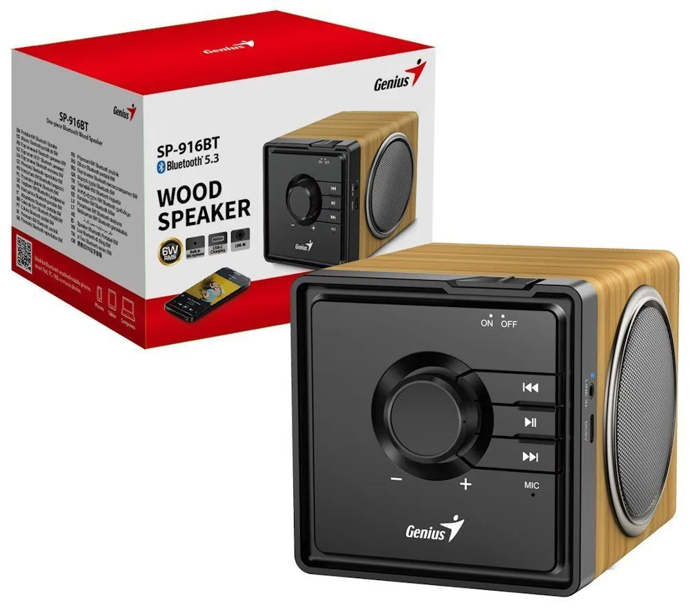 Genius SP-916BT Bluetooth Speaker Pine Wood – 5. kép
