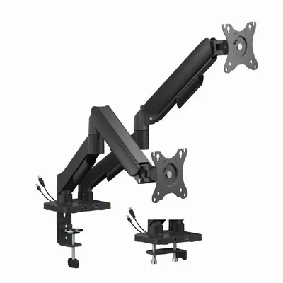 Gembird MA-DA2U-01 2-Display Mounting Arm with USB ports 17”-32” Black