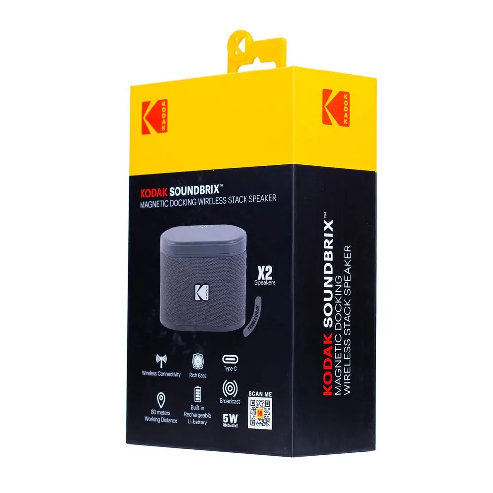 Kodak BRIXG2 Soundbrix Mini Bluetooth Coloured Portable Two Speakers Grey – 3. kép