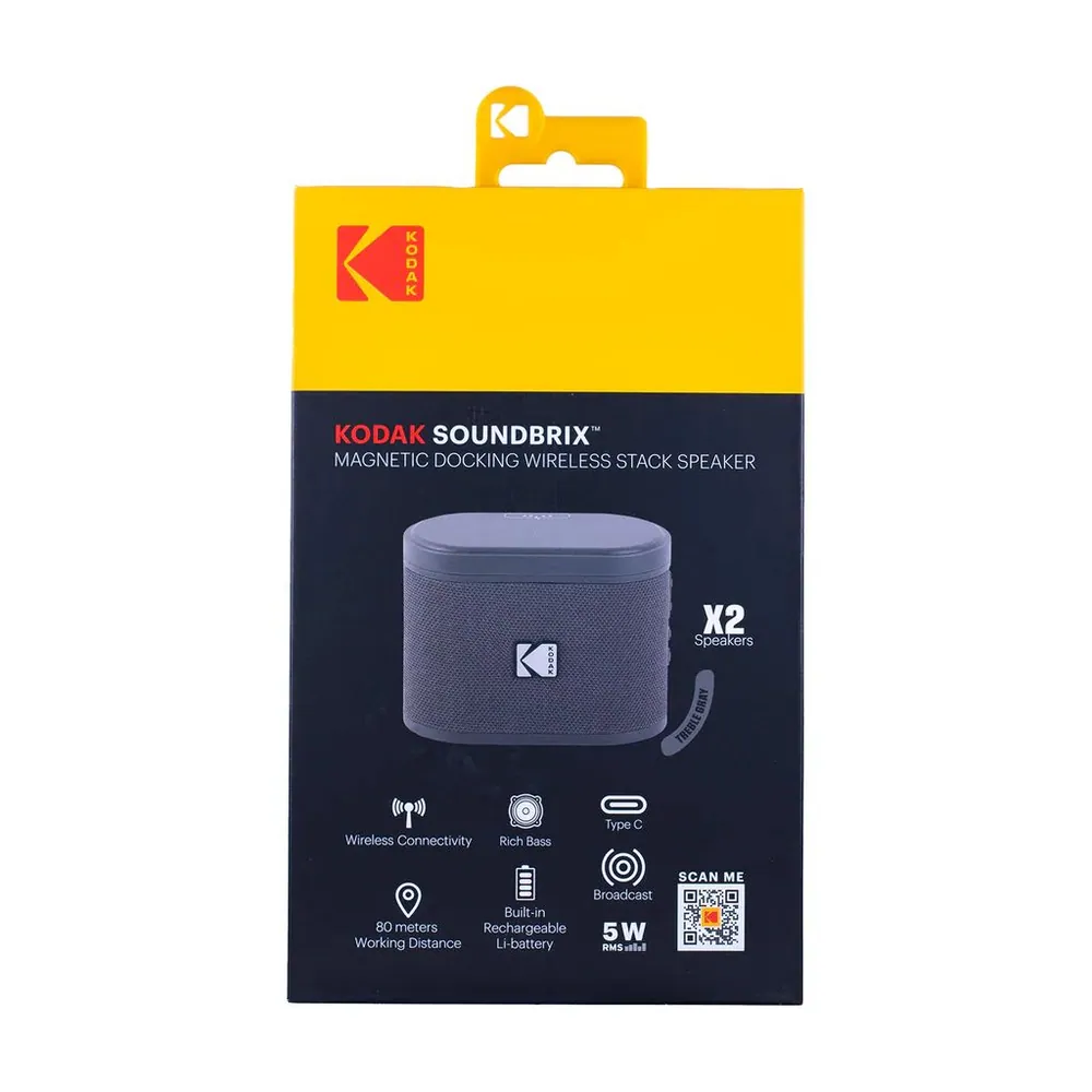 Kodak BRIXG2 Soundbrix Mini Bluetooth Coloured Portable Two Speakers Grey – 4. kép