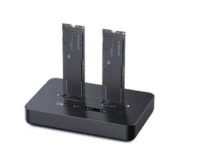 Gembird DD2-U3M2 Desktop dual drive USB Type-C M.2 NVME (and SATA) SSD docking station Black