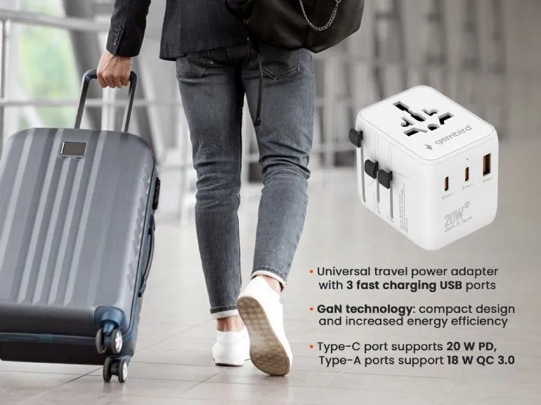 Gembird Universal travel power adapter 20W White – 3. kép