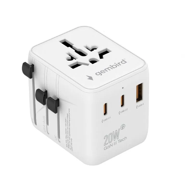 Gembird Universal travel power adapter 20W White – 7. kép