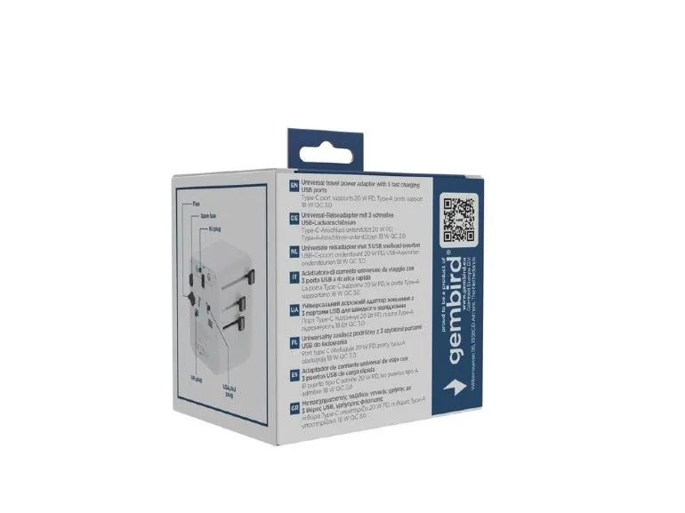 Gembird Universal travel power adapter 20W White – 9. kép