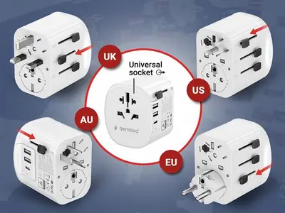 Gembird Grounded universal travel power adapter 15W White – 2. kép