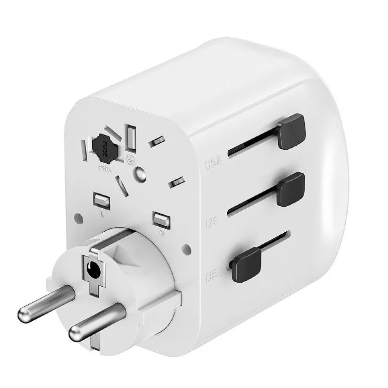 Gembird Grounded universal travel power adapter 15W White – 6. kép