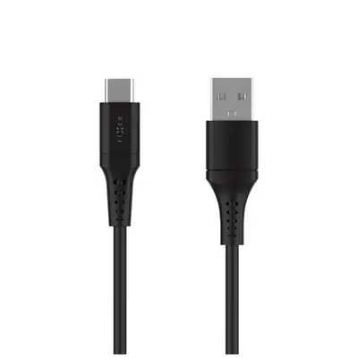 FIXED USB 2.0 hajlékony szilikon kábel USB-A/USB-C 0,3m, fekete