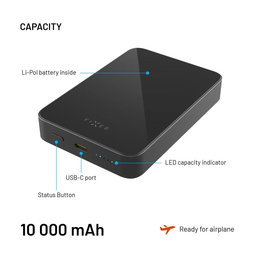 FIXED MagZen 10 Oi2 10000 mAh külső akkumlátor, fekete – 7. kép