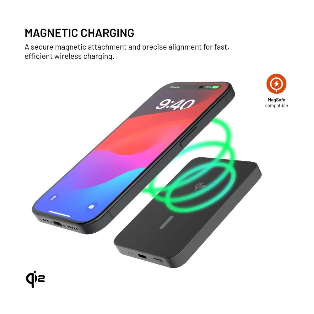 FIXED MagZen 5 Qi2 külső akkumlátor 5000 mAh, fekete – 3. kép