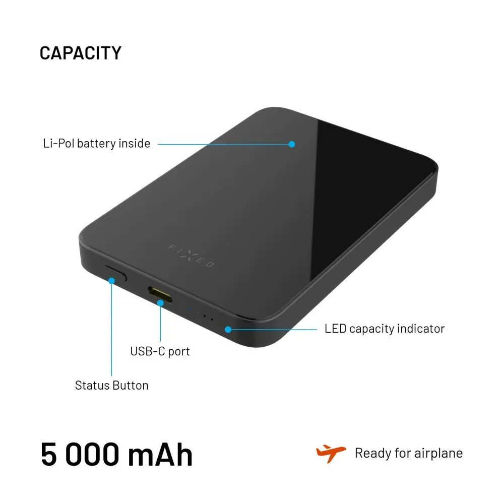 FIXED MagZen 5 Qi2 külső akkumlátor 5000 mAh, fekete – 7. kép