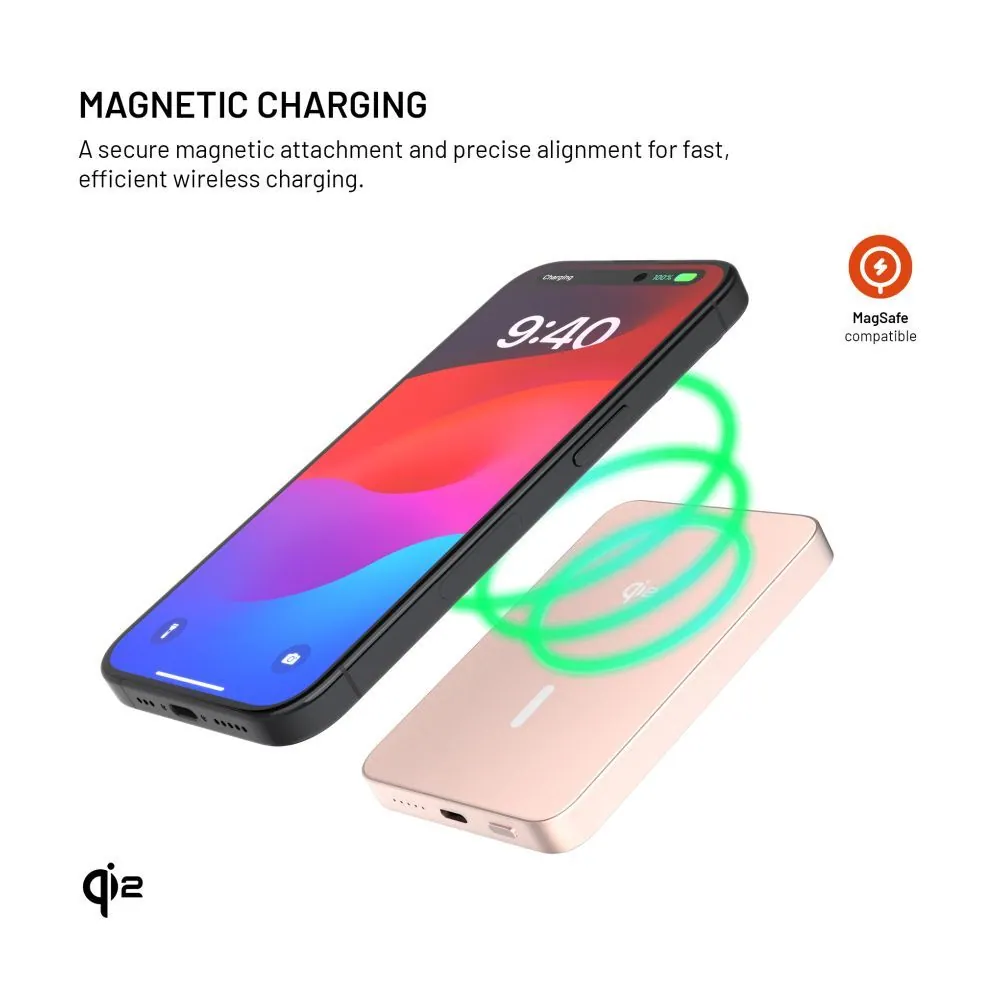 FIXED MagZen 5 Qi2 külső akkumlátor 5000 mAh, rózsaszín – 3. kép