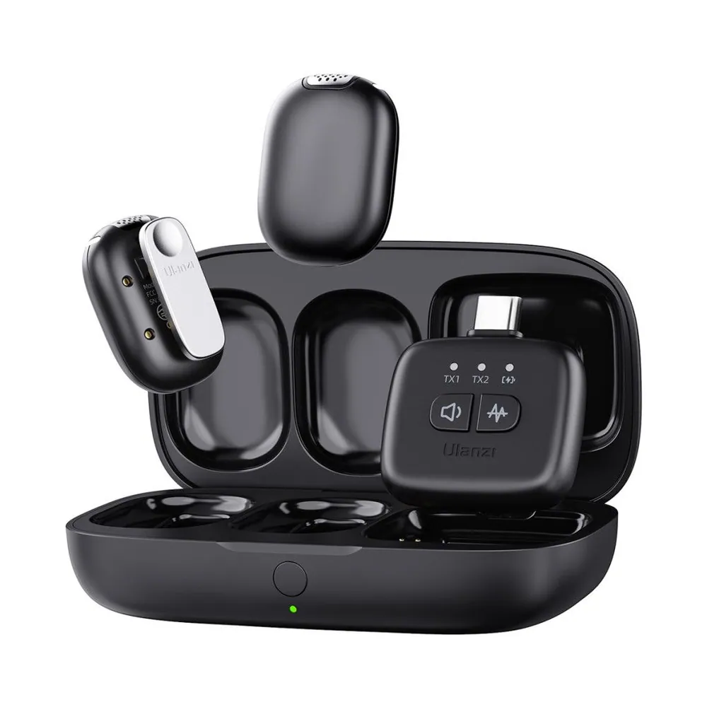 Ulanzi A30 vezeték nélküli Mini lavalier mikrofon 2 mikrofon és 1 vevő usb-c lighting Black