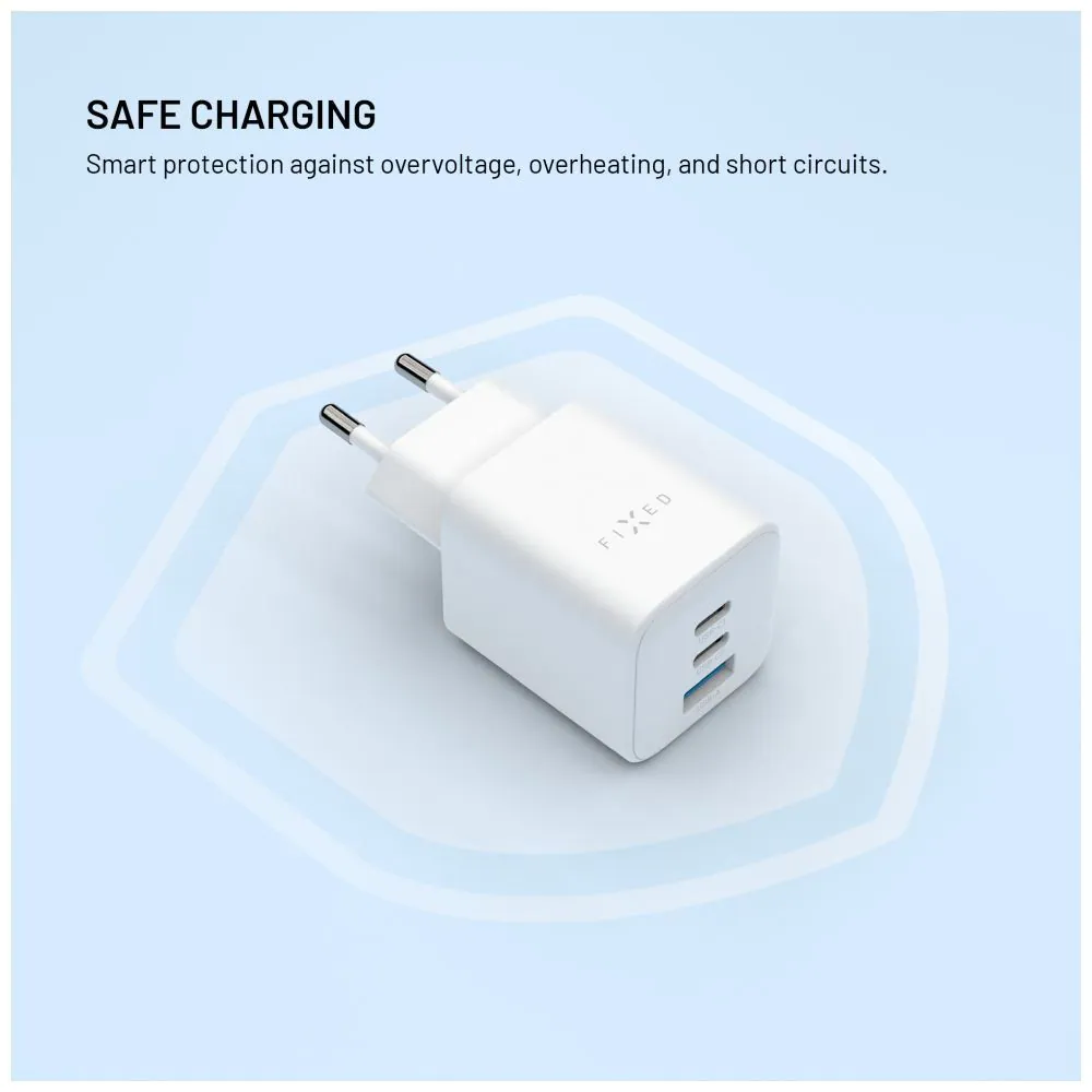 FIXED Mini 2x USB-C, USB-A GaN töltő adapter 65W, fehér – 6. kép