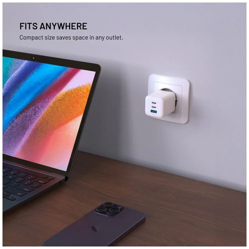 FIXED Mini 2x USB-C, USB-A GaN töltő adapter 65W, fehér – 7. kép