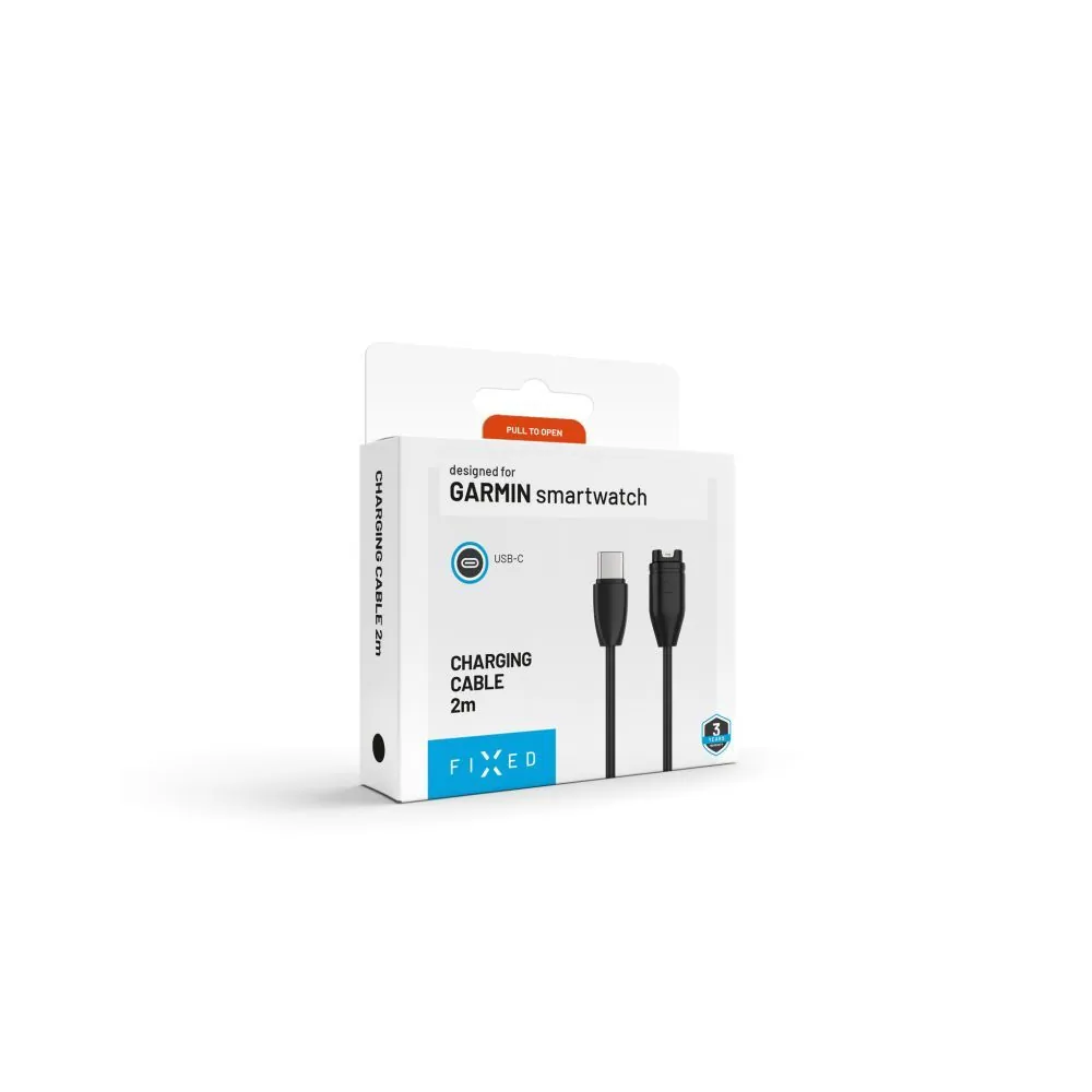 FIXED USB-C csatlakozású okosóra töltőkábel Garmin Forerunner/Fenix/Venu/Vívoactive/Instinct készülékhez 2m, fekete – 6. kép