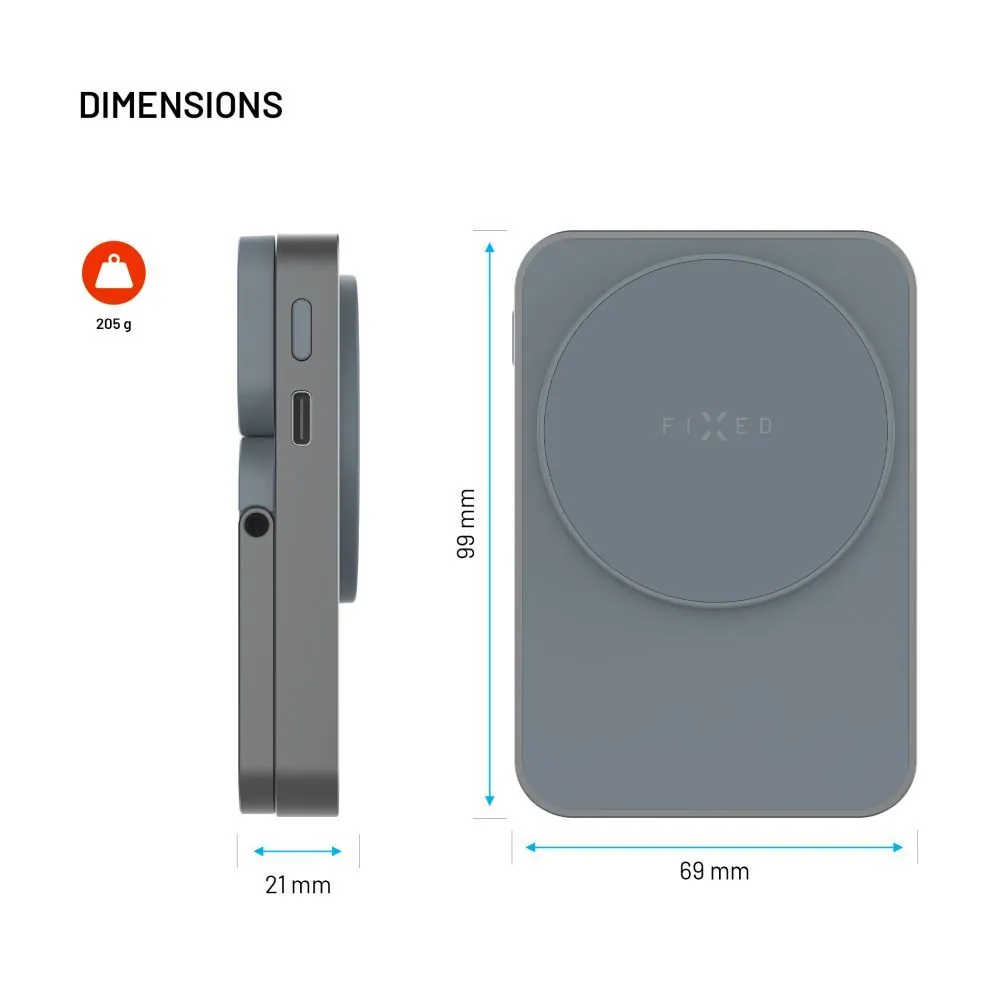 FIXED MagZen 5 5000mAh PowerBank állvánnyal szürke – 10. kép