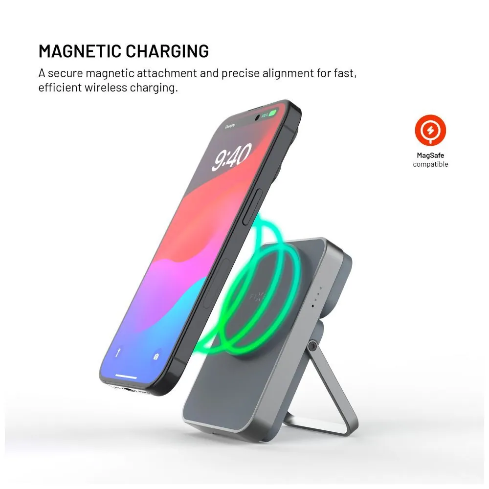 FIXED MagZen 5 5000mAh PowerBank állvánnyal szürke – 3. kép