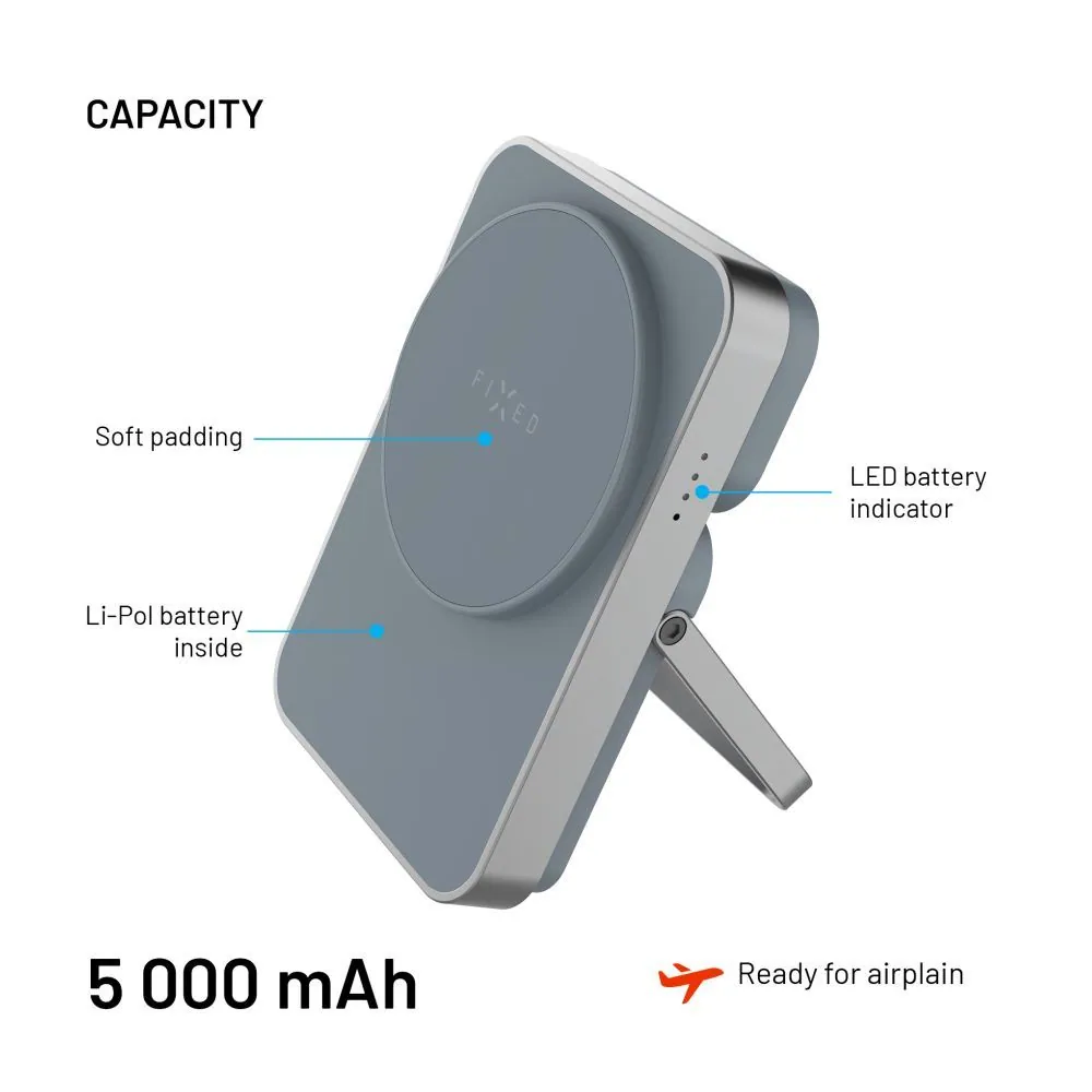 FIXED MagZen 5 5000mAh PowerBank állvánnyal szürke – 8. kép