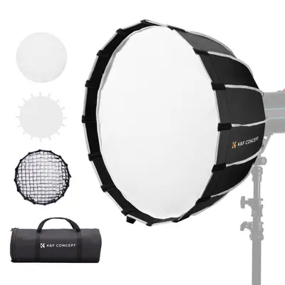 K&F Concept 60cm átmérőjű, parabolic softbox, gyorscsatlakozás, méhsejt rács, Bowens csatlakozás