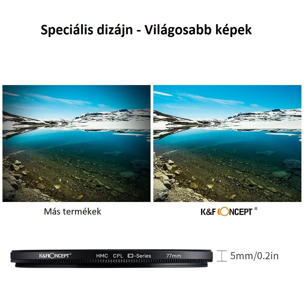 K&F Concept Classic Series CPL cirkuláris polár szűrő, 77 mm – 5. kép
