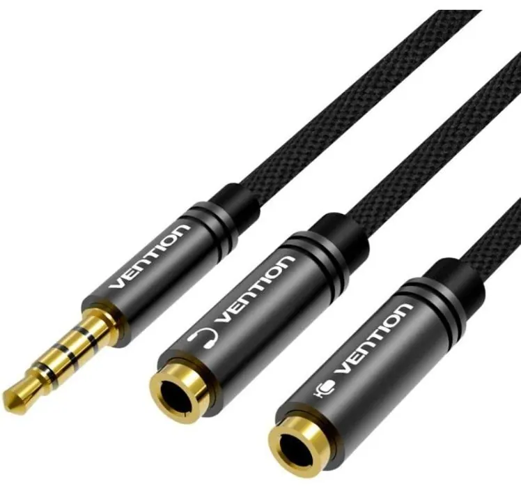 Vention 3,5mm Jack to 2x3,5mm Jack Splitter Cable 0,3m Black