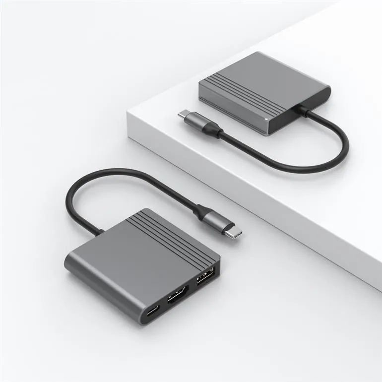 Gembird A-CM-COMBO3-05 USB Type-C 3-in-1 Multi-Port Adapter Space Grey – 4. kép