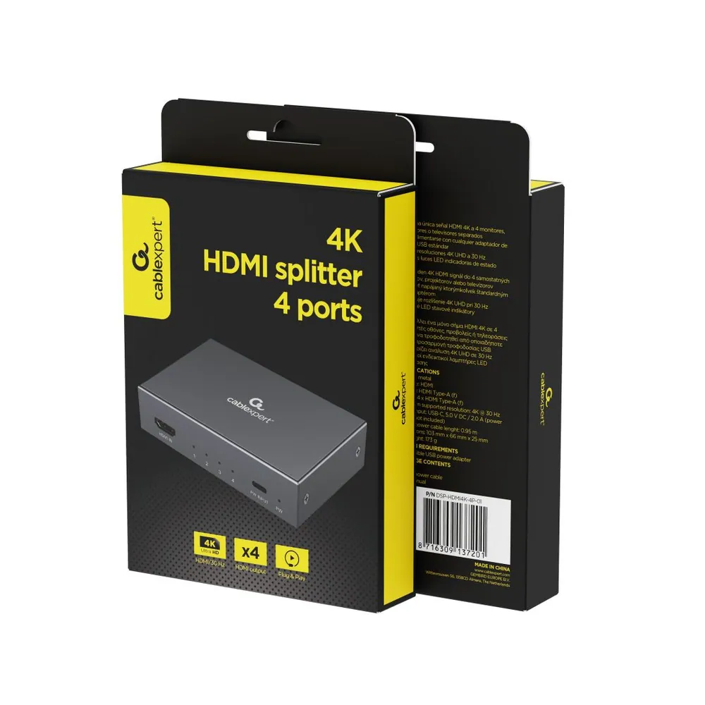 Gembird 4-ports 4K HDMI Splitter Black – 3. kép