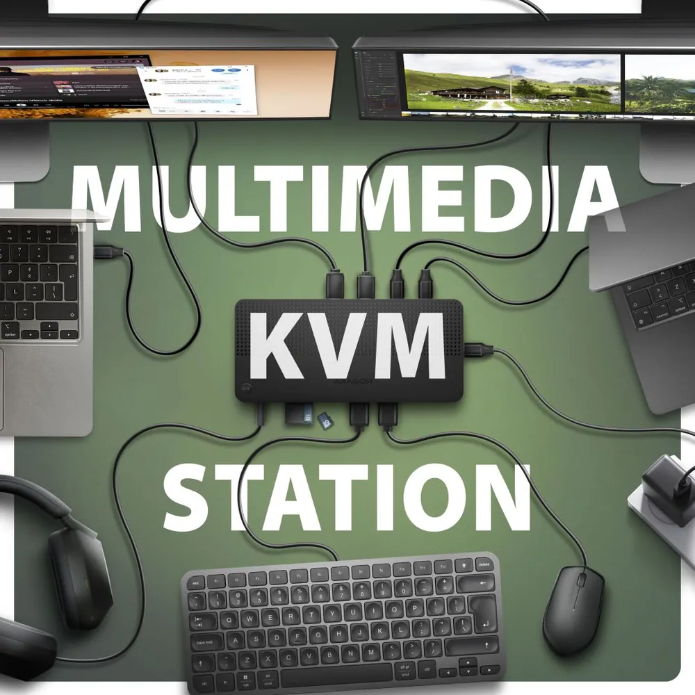 AXAGON HMC-DL-KVM 12in1 DisplayLink KVM Switch – 3. kép