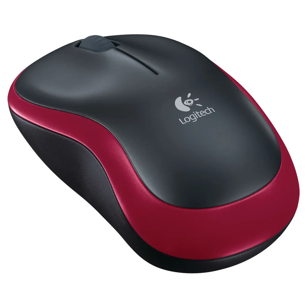 Logitech Egér - M185 (Vezeték nélküli, Optikai, Notebook, 1000 DPI, vörös)