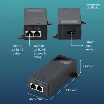 Digitus Gigabit Ethernet PoE++ Injektor 802.3bt – 2. kép