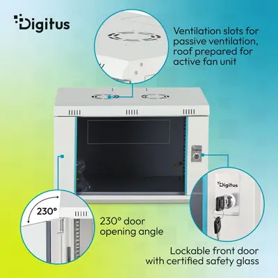 Digitus Dynamic DN-37100 19" 7U Falra szerelhető Rackszekrény Grey – 2. kép
