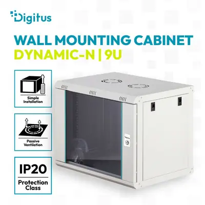 Digitus Dynamic DN-37104 19" 9U Falra szerelhető Rackszekrény Grey – 2. kép