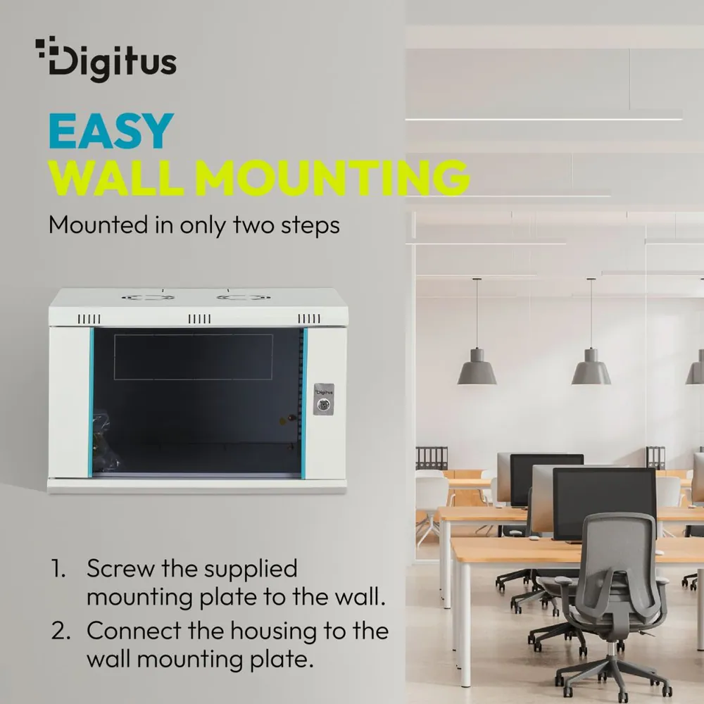 Digitus Dynamic DN-37104 19" 9U Falra szerelhető Rackszekrény Grey – 4. kép