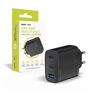 Mobile Origin Mobile Origin GaN 40W Wall Charger MO13, black 1 USB-A + 2 USB-C Black – 2. kép