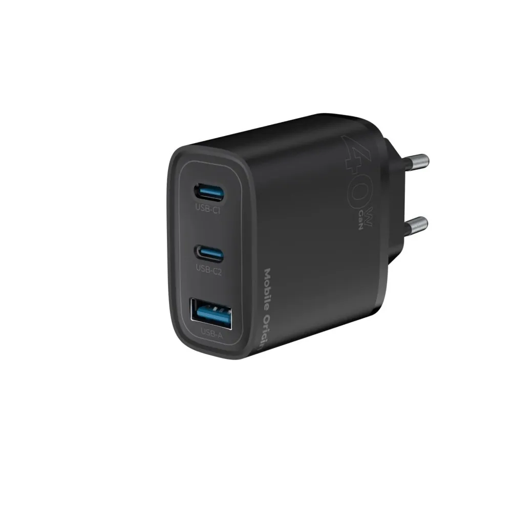 Mobile Origin Mobile Origin GaN 40W Wall Charger MO13, black 1 USB-A + 2 USB-C Black – 4. kép