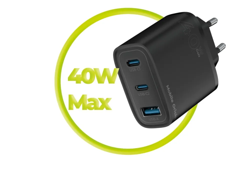 Mobile Origin Mobile Origin GaN 40W Wall Charger MO13, black 1 USB-A + 2 USB-C Black – 9. kép