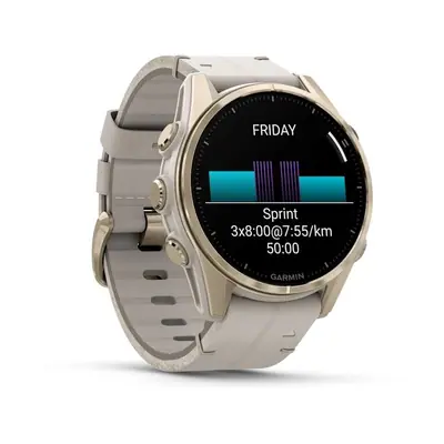 Garmin fenix 8 43mm AMOLED Sapphire, Soft Gold with Limestone Leather Band – 2. kép