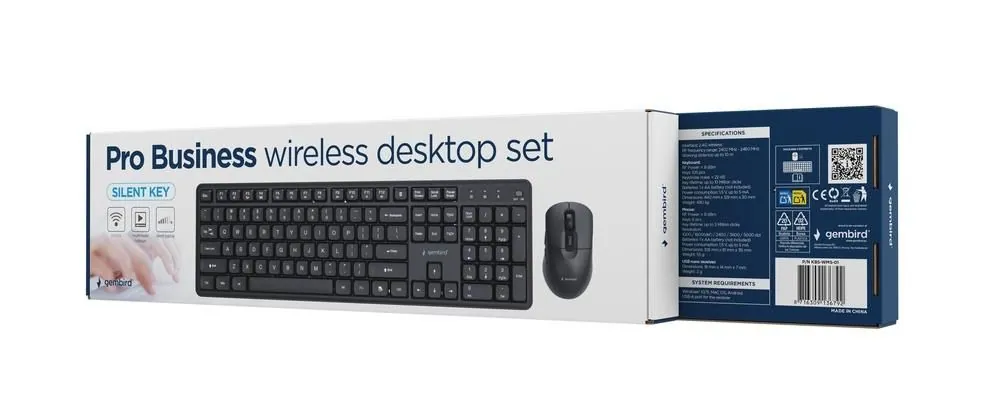 Gembird KBS-WMS-01 Silent Key Pro Business Wireless Keyboard Combo Black US – 8. kép