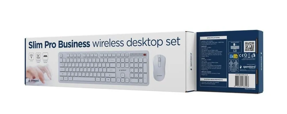 Gembird KBS-WPS-01 Slim Pro Business Wireless Keyboard Combo White US – 6. kép