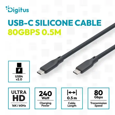 Digitus USB Silicone connection USB-C - USB-C cable 0,5m Black – 2. kép