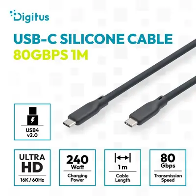 Digitus USB Silicone connection USB-C - USB-C cable 1m Black – 2. kép
