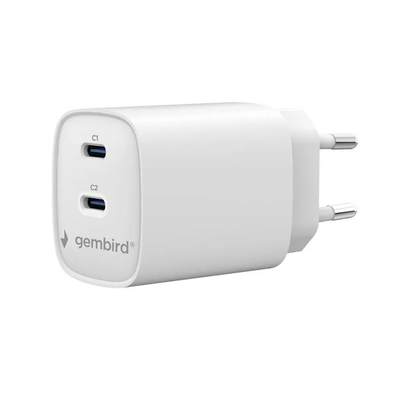 Gembird 2-port 45W USB fast charger White