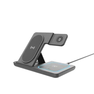 Gembird 3-in-1 foldable wireless charger stand 15W for Apple watch Black – 2. kép