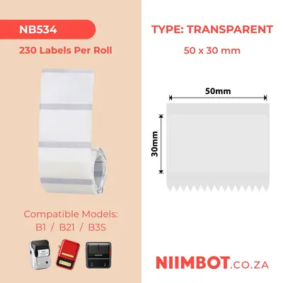NIIMBOT TT50*30-230 Thermal Label Transparent – 2. kép