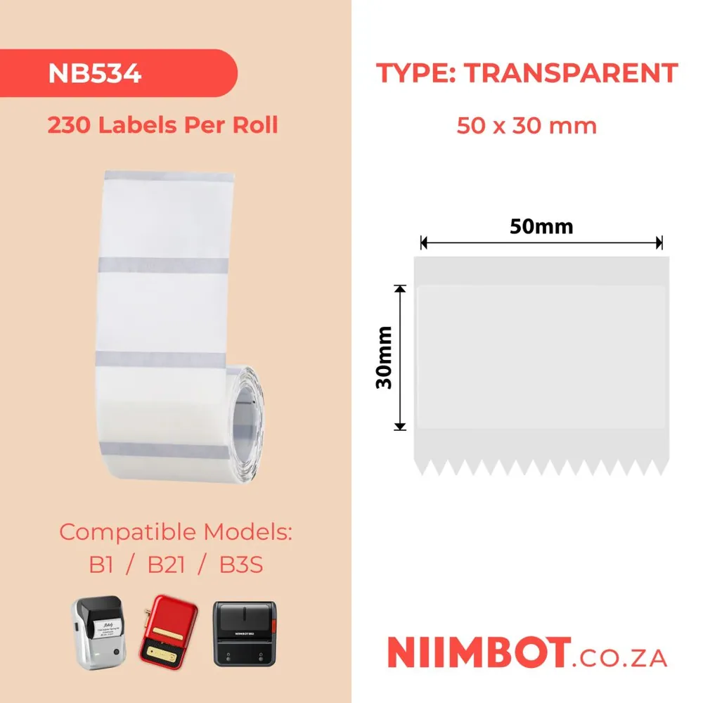 NIIMBOT TT50*30-230 Thermal Label Transparent – 2. kép