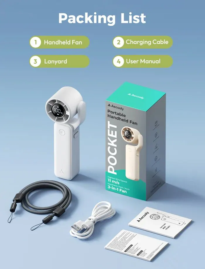 Aecooly Air Gimbal Portable Handheld Fan White – 7. kép