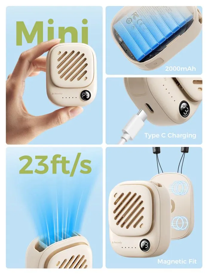 Aecooly Click 01 Mini Portable Neck Fan Beige – 6. kép