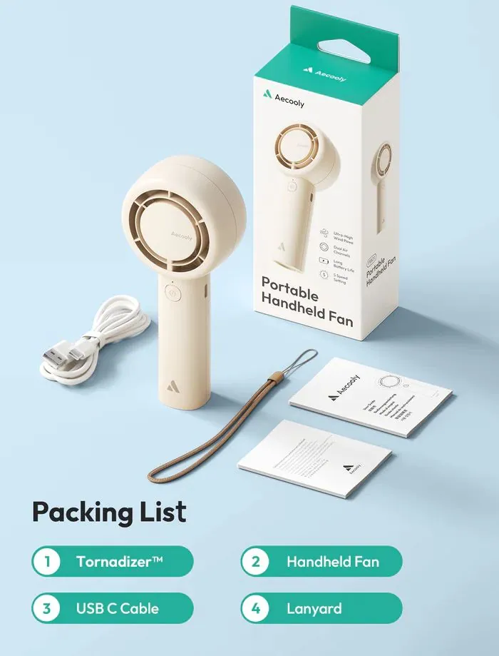 Aecooly Halo 01 Portable Handheld Fan Beige – 8. kép